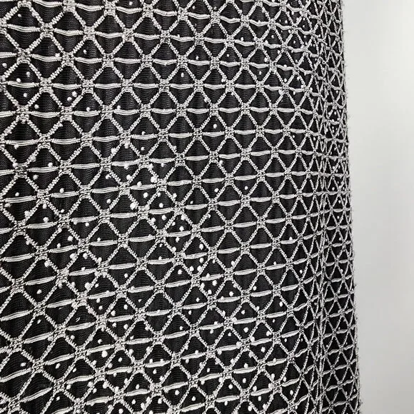 Black & Silver Long Gown Dress Size M - Picture 3 of 11